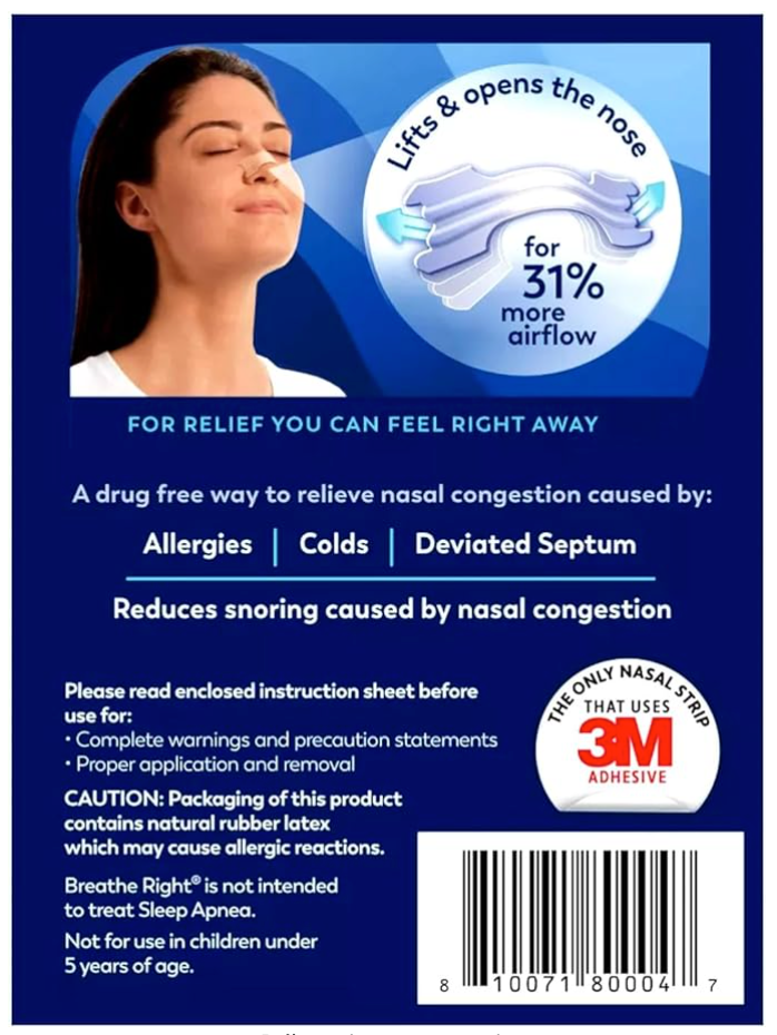 Breathe Right Nasal Strips Clear Large 30 Count